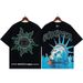 Summer Band Rock Washed Cartoon Print Unisex Loose Short Sleeve T-Shirt Trendy_viptrois.com