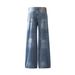 Men's Clothing New Retro Washed Sprayed Monkey Flared Jeans Men And Women Loose Straight Pants_viptrois.com