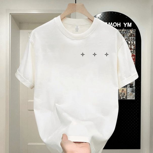Men's Clothing Short Sleeved Tops Soft Versatile T Shirt Light Luxury Fashion Short Sleeved Round Neck_viptrois.com