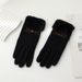 Women's gloves autumn and winter cute thickened velvet ladies cycling windproof cold proof five finger touch screen cycling spring and autumn style_viptrois.com