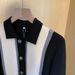Men's Knit Long Sleeve Polo Shirt With Striped Collar - Lightweight Business Casual Sweater For Autumn Winter_viptrois.com