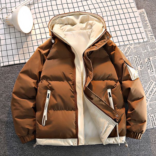 Green Jacket, Warm Men's Cotton Winter Clothing, Two-Piece Set, Thick Hooded Trendy Couple Jacket_viptrois.com