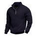 Men's Heavyweight Jacquard Long Sleeve Collared Zipper Sweatshirt Casual Loose Fit Autumn/Winter American Retro Style_viptrois.com