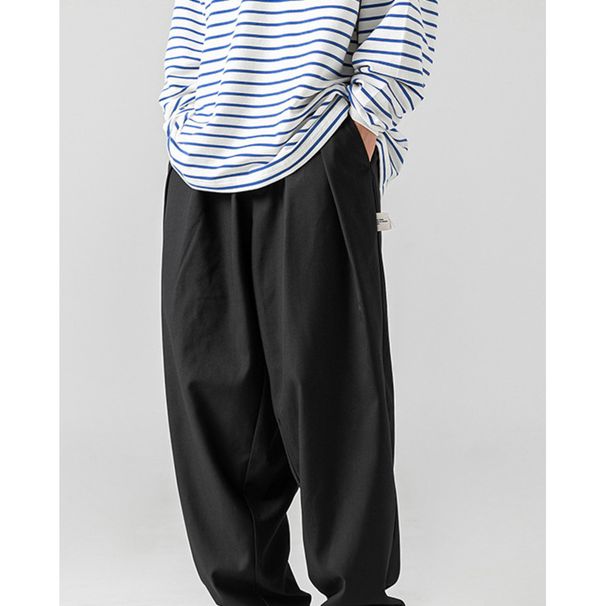 Monochrome Man- Custom Retro Pleated Casual For Men Spring Summer Japanese Style Loose Draped Versatile Slimming Long Pants_viptrois.com