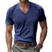 American Style Loose Casual Breathable Men's V-Neck Skin-Friendly Amekaji Corduroy Short Sleeve T-Shirt For Men_viptrois.com