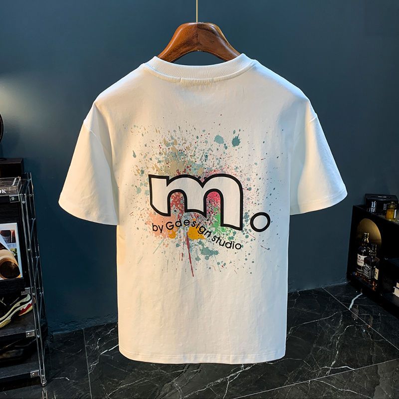 White Printed T-shirt For Men In Summer, Thin Version, 100% Combed Pure Cotton Short_viptrois.com