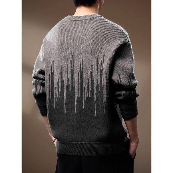 Loom Italian Design Round Neck Pullover Sweater For Men 2025 Autumn New American Style Trendy Brand Cool Casual Knitwear_viptrois.com