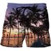 2023 Cross-border Summer New 3D Printed Beach Pants Holiday Sunset Landscape Shorts_viptrois.com