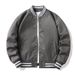 Men's Vintage Bomber Jacket - Solid Color Casual Pilot Coat With Zip Details, Lightweight Nylon Baseball Style Loose Fit Jacket For Autumn_viptrois.com