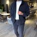 Men's Clothing Casual Lapel Zipper Solid Color Jacket And Trousers Two Piece Suit_viptrois.com