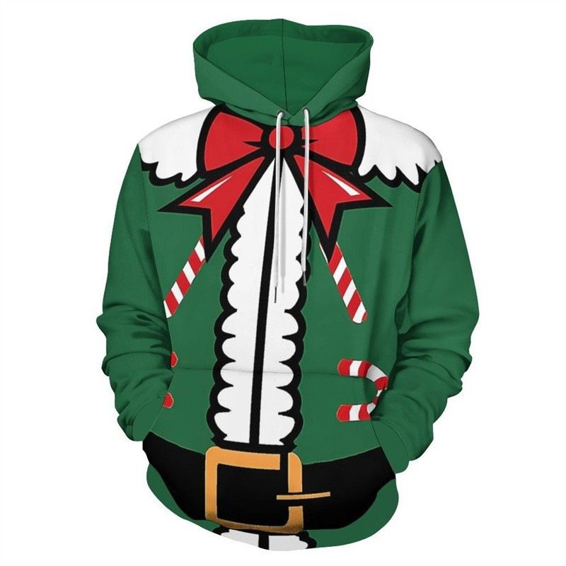 Pure 2024 Cross-Border European American Spring And Autumn New Christmas 3D Digital Print Graffiti Loose Men's Casual Hooded_viptrois.com