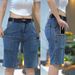 Men's Trendy Six-Pocket Denim Summer Outdoor Thin Versatile Mid-Length Cargo Shorts Loose Elastic 7_viptrois.com