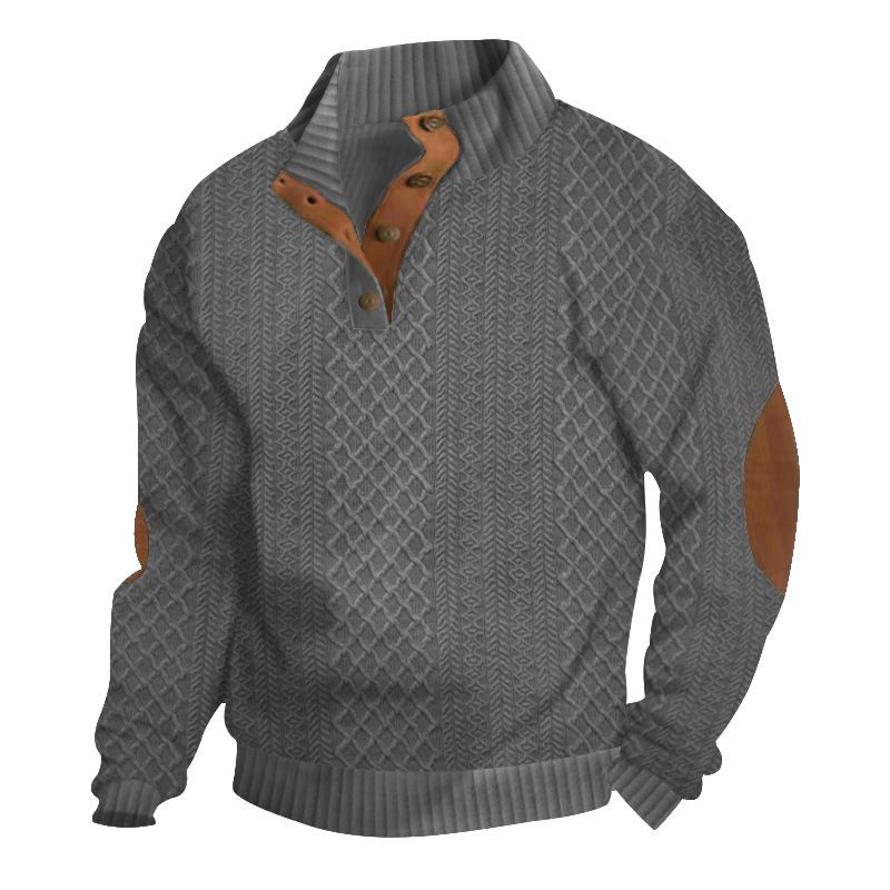 Men's Clothing Spring And Autumn Men's European Size Hot Selling Men's Stand Collar Long Sleeve Casual Outdoor Sweater Jacquard Sweater_viptrois.com