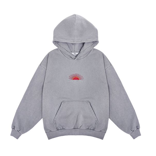 Autumn Winter New Trendy Brand 500g Fleece Simple Embroidered Hooded Sweatshirt Loose Fit_viptrois.com