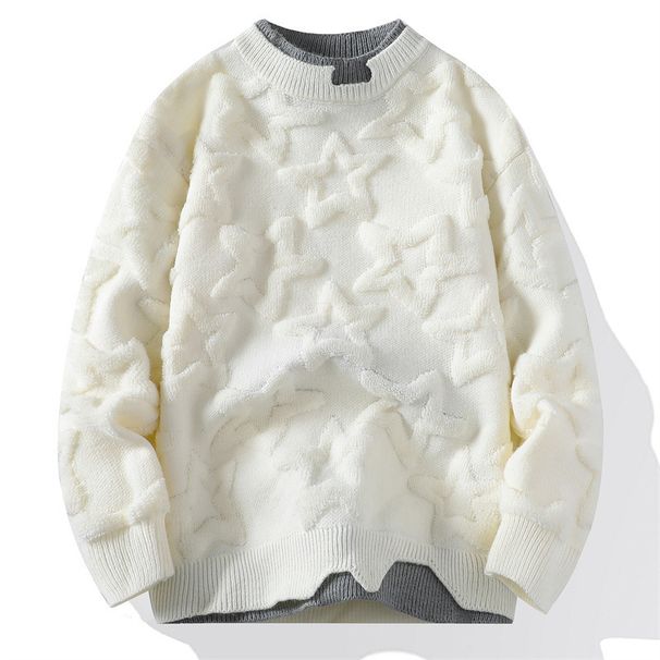 Men's Crew Neck Sweater Fashionable Simple Casual Korean Version Knitted Sweater Men's Fashion Youth_viptrois.com