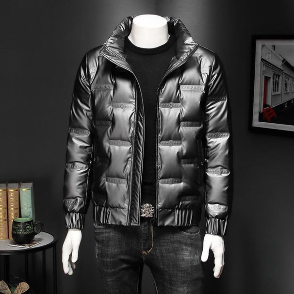 Men’s Slim-Fit Puffer Jacket – Stylish Quilted Bomber With High-Gloss Finish & Stand Collar (7 Sizes, Black/Grey) | Lightweight Thermal Coat_viptrois.com