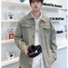 Spring And Autumn Yellow Mud Color Denim For Men American Stle Vibe Design Washed Vintage Turn-down Collar Jacket_viptrois.com