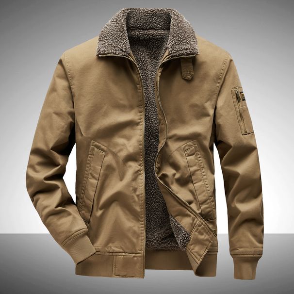 2025 Men's Autumn Winter With Thick Collar Plush, Casual Cotton For Middle-Aged And Elderly, Loose Plus Size Workwear Jacket_viptrois.com