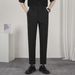 Men's Straight Leg Slim Fit Cropped Trousers 2024 Korean Style Trendy Wrinkle Free Elastic Casual Bottoms_viptrois.com
