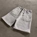 Unisex Summer Streetwear Shorts With Embroidered Script & Relaxed Fit - American High Street Style Cotton Cargo Shorts_viptrois.com