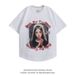High street hip-hop character print short sleeved men's trendy brand loose couple casual t-shirt_viptrois.com