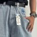 Men's Clothing Cartoon Embroidered Jeans Straight Leg Cropped Pants Loose Casual Skateboard Pants_viptrois.com