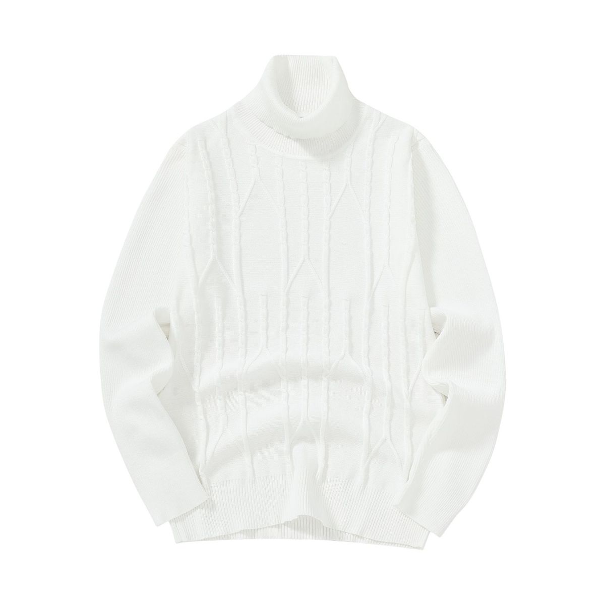 Spring And Autumn Solid Color Pullover Knitted Sweater Men's Fashion Casual Warm Bottom Shirt High Neck Slim Trendy Men's Thread_viptrois.com