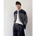 New Striped Cardigan Jacket, Knitted Sweater, Men's And Women's Round Neck_viptrois.com