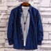 Men's Striped Long Sleeve Shirt – Stylish Printed Casual Shirt For Nightlife, Barbers & Trendy Youth_viptrois.com