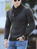 1 2023 New European And American Style Scarf Collar Knitted Pullover Long Sleeve Men's Patchwork Sweater Jacket_viptrois.com