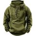 Men's Clothing Outdoor Retro Lace Up Hooded Long Sleeved T Shirt Autumn Casual Tops_viptrois.com