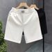 Men's Clothing Waffle Shorts Breathable Casual Shorts With Stretch, Loose Fit Athletic Shorts For Gym, Running, Lounge (White/Black, Sizes M-3XL)_viptrois.com