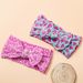 European and American cross-border summer new children's hair accessories jacquard printing baby love headband baby bow wide hair band_viptrois.com