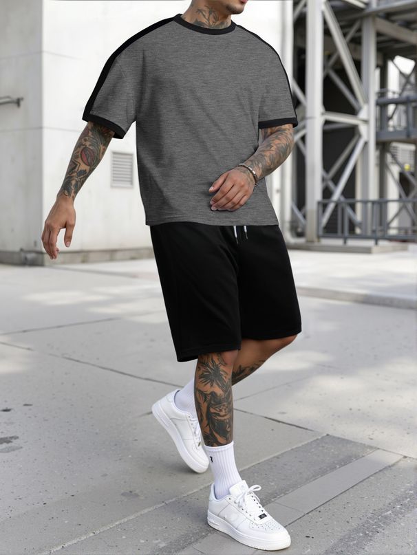 Men's Athletic T-Shirt & Shorts Set – Breathable Polyester Running Outfit | Moisture-Wicking, Quick-Dry, Stretch Comfort_viptrois.com