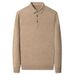 Pure New Cross-Border Autumn Winter Wool Turn-Down Collar Long Sleeve Knitted Polo Shirt Solid Color Middle-Aged Base Sweater_viptrois.com