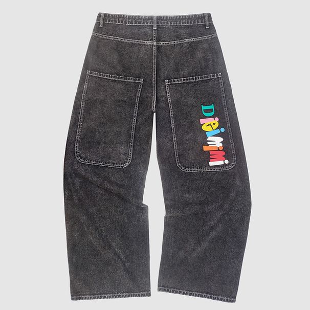 Popular Men's Design Sense Hip-hop Jeans New Loose Pants Personalized Printing Straight Trendy Men's Trousers_viptrois.com