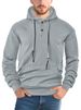 Monochrome Man- Spring And Autumn Pullover Solid Color Jacquard Casual Sports Loose Long Sleeve Hooded Half-Zip_viptrois.com