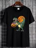 Funny Halloween Dinosaur Pumpkin Scary T Rex Boys Dino T-Shirt Slightly Graphic Print Round Neck Short Sleeve Women Top Graphic Tees Designer Clothes Summer Breathable Casual Top For Everyday Wear Women Unisex Fashion Comfortable Stylish Versatile_viptrois.com