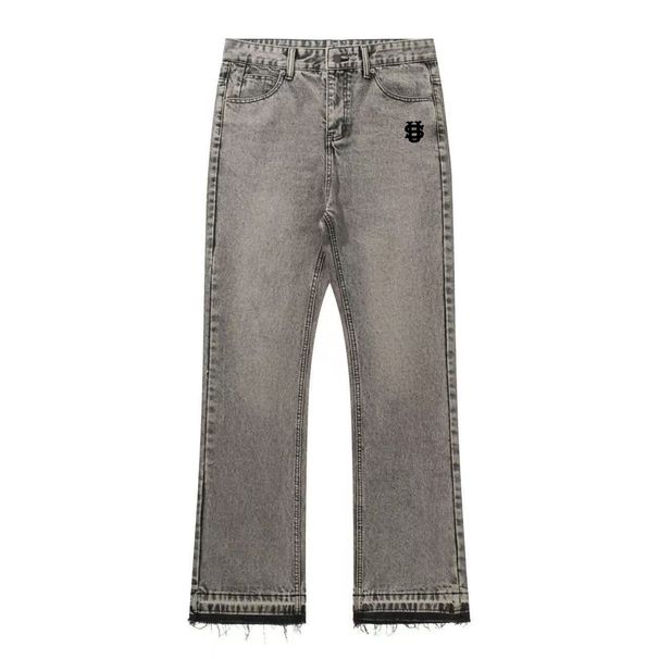 Men's Clothing Men's Washed Vintage Jeans With Tasseled Cuffs And Color Blocked Details, US Embroidered Style._viptrois.com