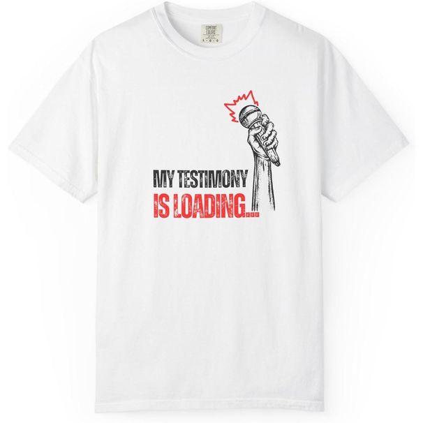 Camiseta "Cargando Mi Testimonio", Calidad "Expresa Tu Yo", Testimonio "Cargando", Unisex Teñida, Camiseta Blanca Para_viptrois.com