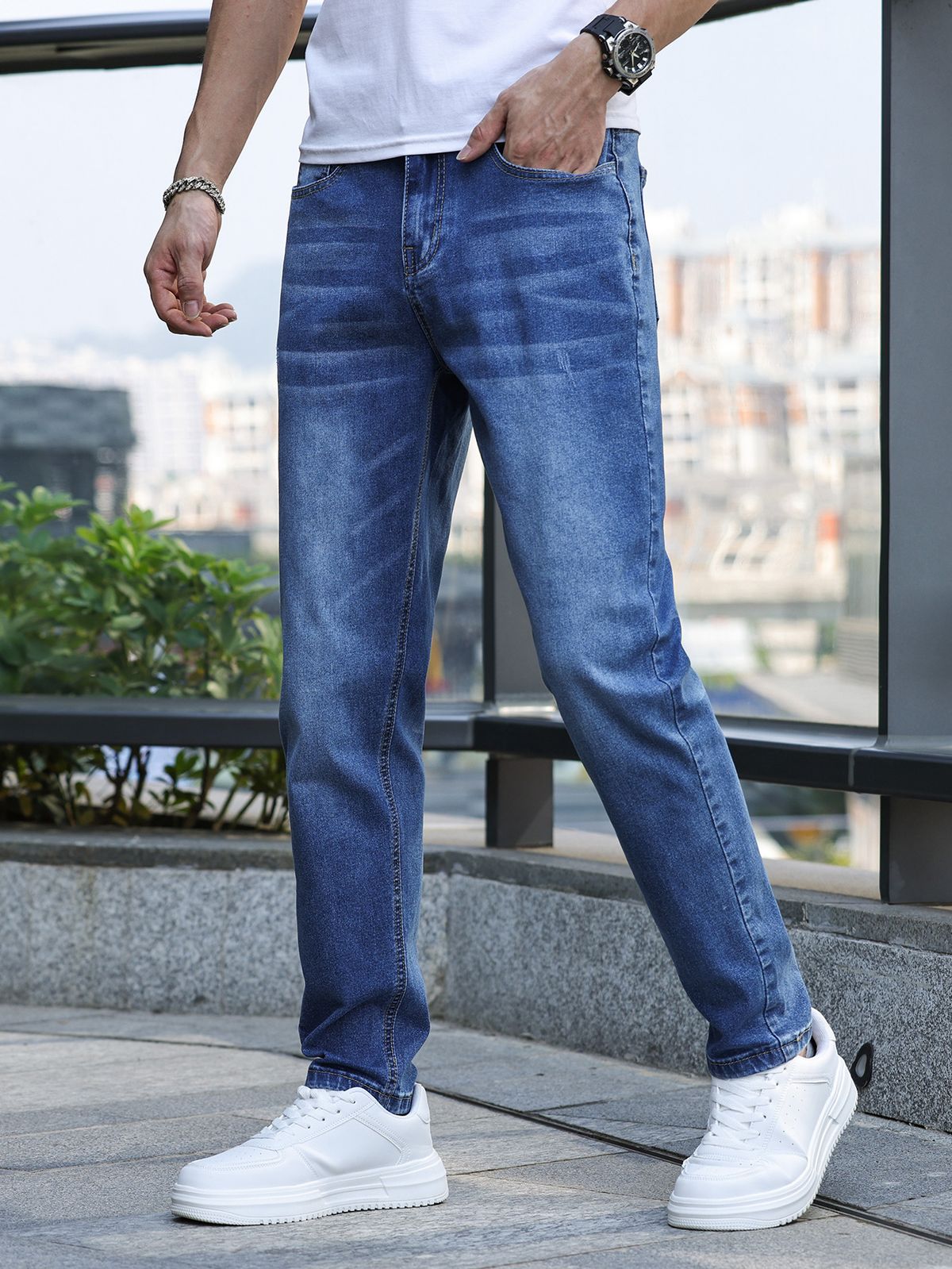 Men's Clothing Stretch Slim Jeans Golden Classic Three Colors Hot Style_viptrois.com