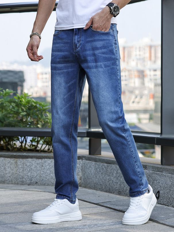 Men's Clothing Stretch Slim Jeans Golden Classic Three Colors Hot Style_viptrois.com