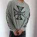 Cross Border Trendy Brand Wcc American Retro Vintage Sanskrit Waffle Long Sleeved Couple Men Loose T Shirt_viptrois.com