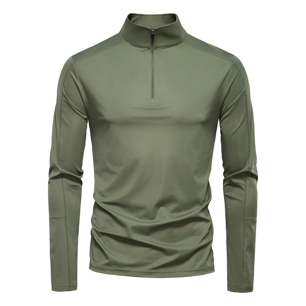 Men's Clothing Sun Protection UV Protection UPF100+ Base Shirt Long Sleeve Half Zipper T Shirt Men_viptrois.com