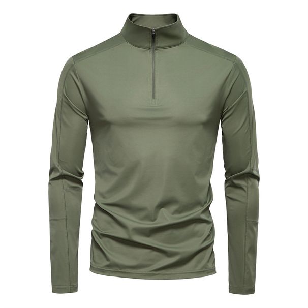 Men's Clothing Sun Protection UV Protection UPF100+ Base Shirt Long Sleeve Half Zipper T Shirt Men_viptrois.com