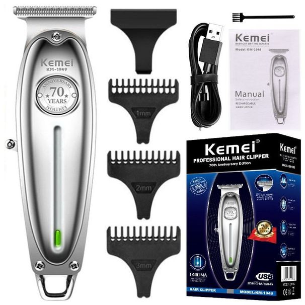 Kemei Electric Clipper For Men Professional Cordless Razor T-Blade Carving Bald Head Cutter KM-1949 Hair Trimmer_viptrois.com