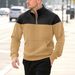 Cross-Border American Style Men's Waffle Casual Stand Collar Zipper Pullover Small Check Long Sleeve Sweatshirt TK_viptrois.com