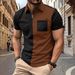Men's Polo Shirt Chest Pocket Color Matching Zipper Casual Fashion Short Sleeved T Shirt Men_viptrois.com