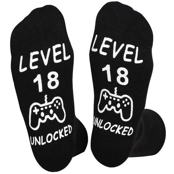 Mid-tube socks soles English letters non-slip glue floor socks creative casual game socks_viptrois.com