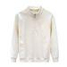 Men's Stand Collar Half-Zip Sweatshirt – Trendy Minimalist Pullover With Long Sleeves (M-3XL, White/Black)_viptrois.com